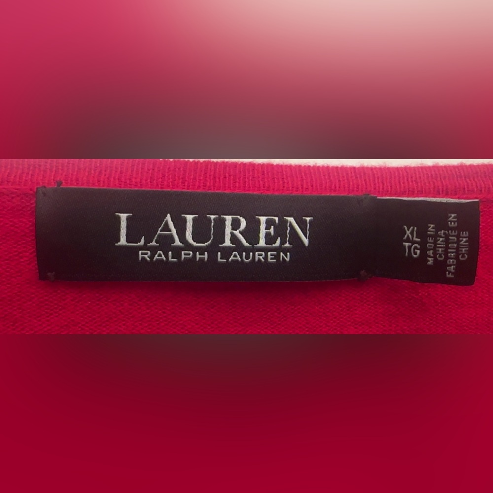 Ralph Lauren Bold Red V-Neck Sweater - Picture 3 of 3